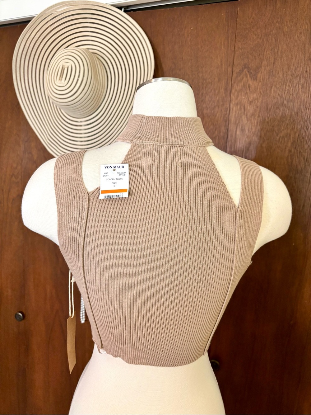 NWT Dreamers Beige Ribbed Mock Neck Cropped Tank